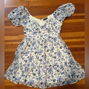 White and blue floral sun dress
